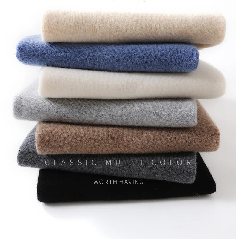 Fall/Winter 100% Pure Wool Men's Hooded Loose Thick Sweater Fashion Long Sleeve Casual Knit Top