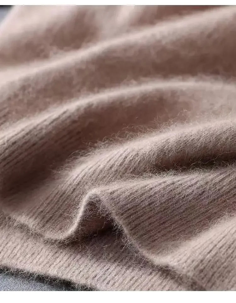 100% Mink Cashmere Knit Sweater Men's T-Shirt Spring Summer Loose O-Neck Solid Color Casual Business Base Pullover Short Sleeve
