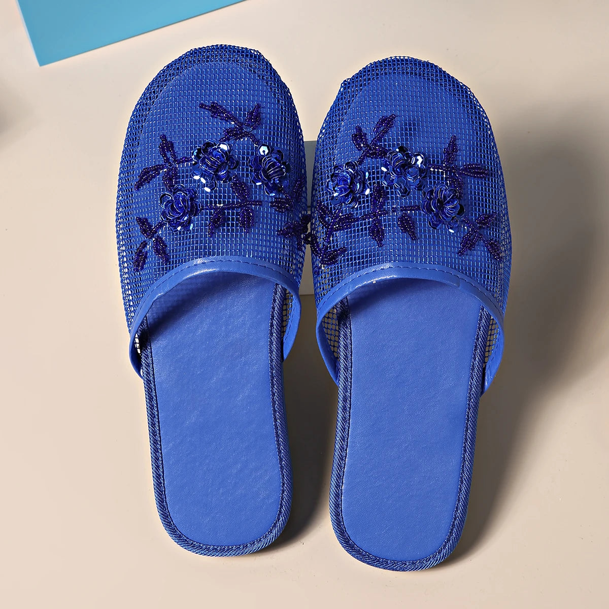 Shoes for Women 2025 Hot Sale Baotou Women's Slippers Fashion Crystal Floral Daily Slippers Women New Mesh Flat Slippers Zapatos