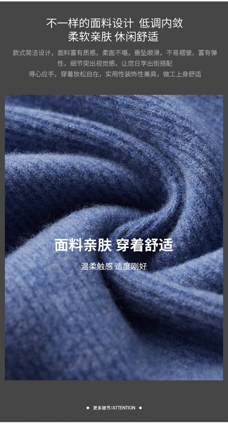 LHZSYY Men's Cashmere Knit Cardigan Middle-Aged Stand-up Collar Zip-up Coat 100%Pure Wool Autumn Winter Thick Sweater Men Jacket
