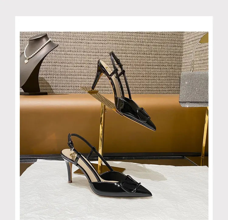2025 New Diamond High Heel Sandals with Elegant Banquet Shoes, Pointed High Heels, Straight Strap Sandals