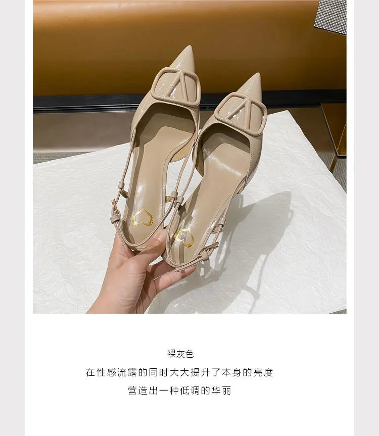 2025 New Diamond High Heel Sandals with Elegant Banquet Shoes, Pointed High Heels, Straight Strap Sandals