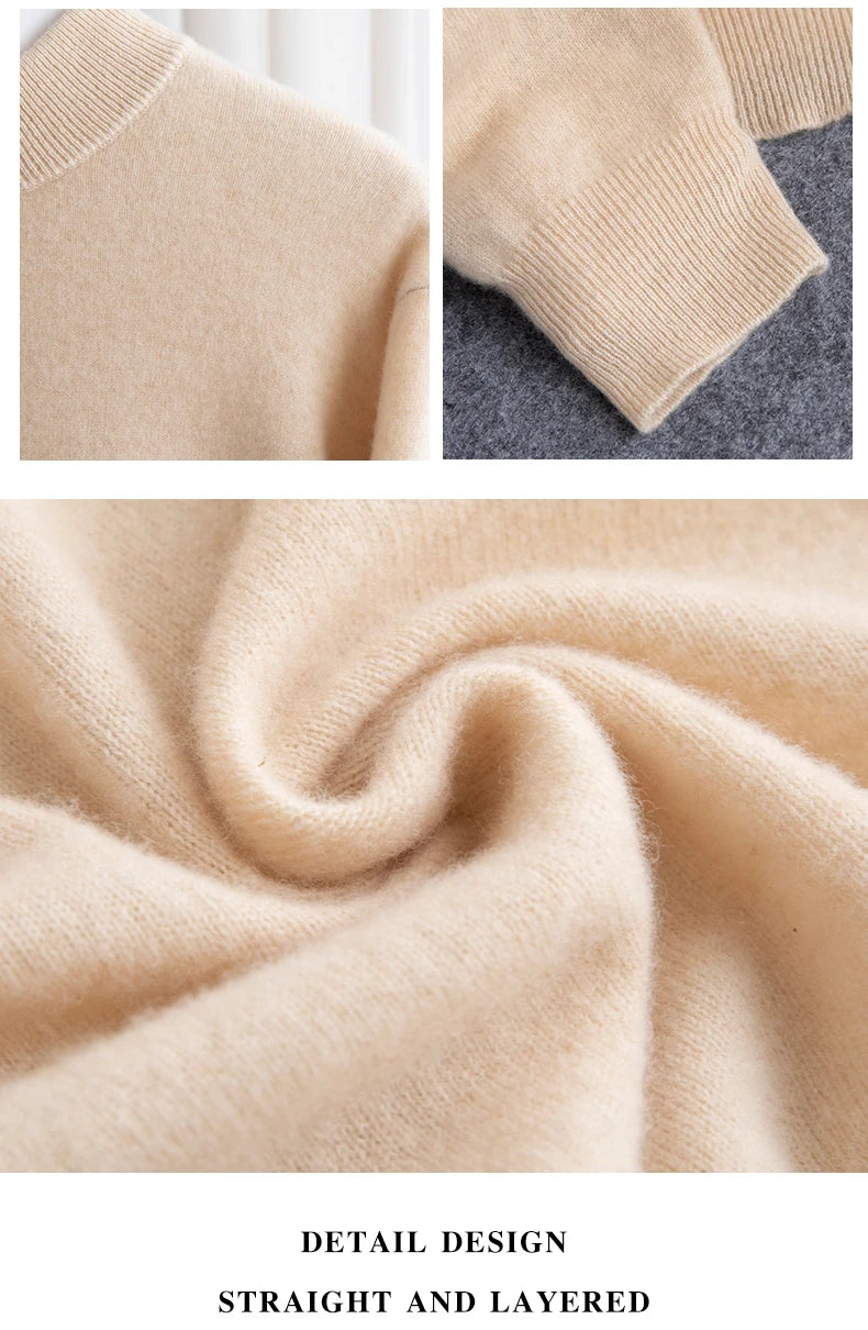 New Fashion Men's 100% Wool Pullover Half-high Collar Sweater Autumn Winter Warm Solid Color Knit Sweater Business Casual Top