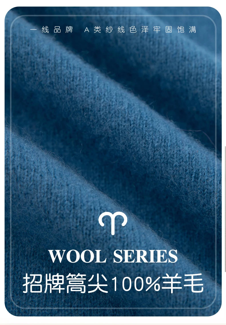 Autumn And Winter 100% Pure Wool Men's Thick Round Neck Slim-Fit  O-neck Pullover Long-Sleeved Knitted Cashmere Sweater
