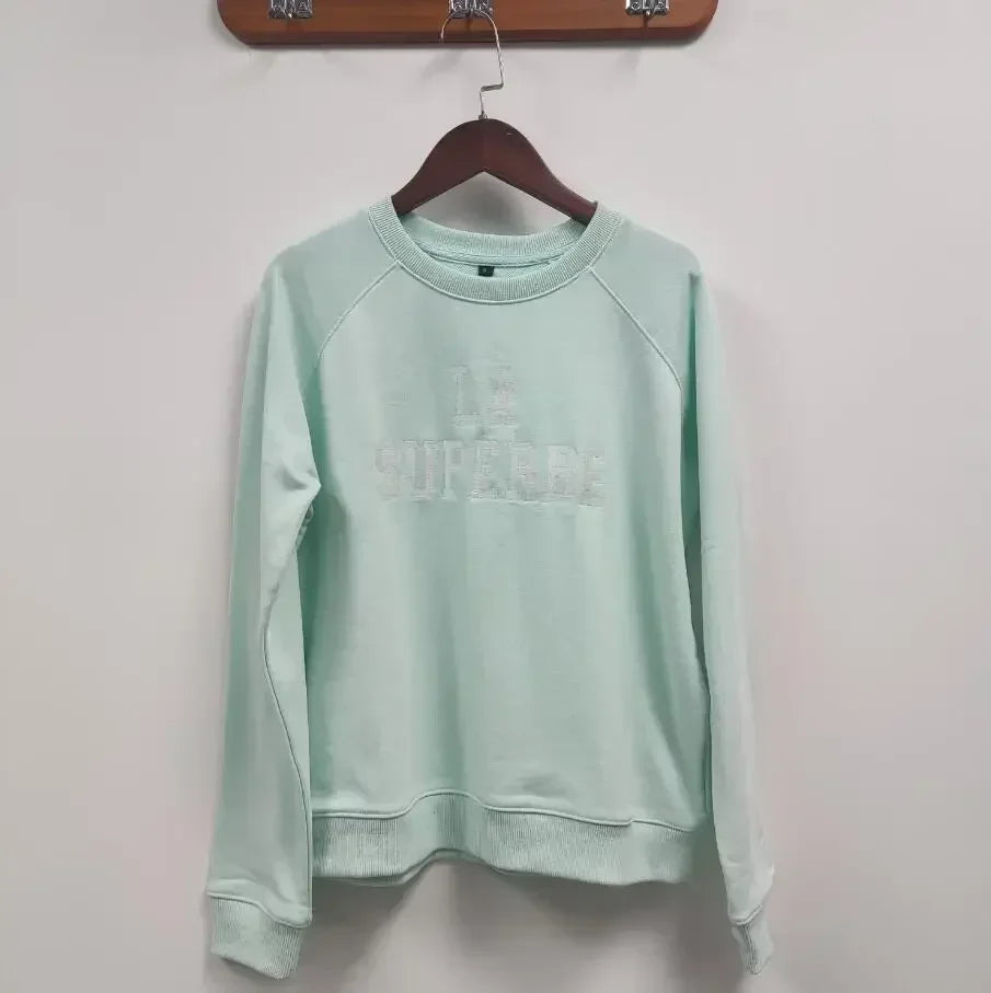 Women Early Spring New Retro Letter Love Print Loose Pullover Sweatshirt Long-sleeved Terry Sweatshirt