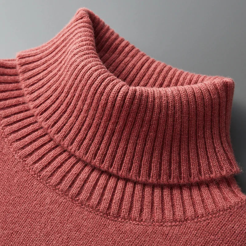 MVLYFLRT Men's Sweater Autumn and Winter New Cashmere Sweater 100% Pure Wool Knitting Sweater Fashion High Lapel Pullover Top