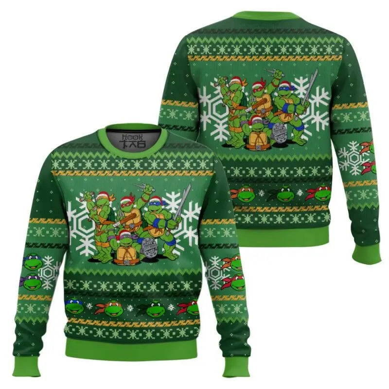 Teenage Mutant Ninja Turtles Printed Christmas Ugly Sweater Round Neck Cool Street Vitality Comfortable Close fitting Unisex