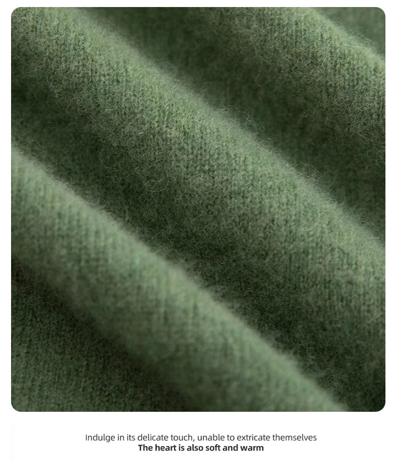 New Fashion Men's 100% Wool Pullover Half-high Collar Sweater Autumn Winter Warm Solid Color Knit Sweater Business Casual Top