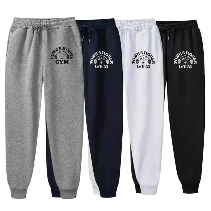 GYM Powerhouse Print Pants Men Casual Sports PantsJogging Long Pants Men Fleece Jogger Running Workout  Sweatpants Long Pants