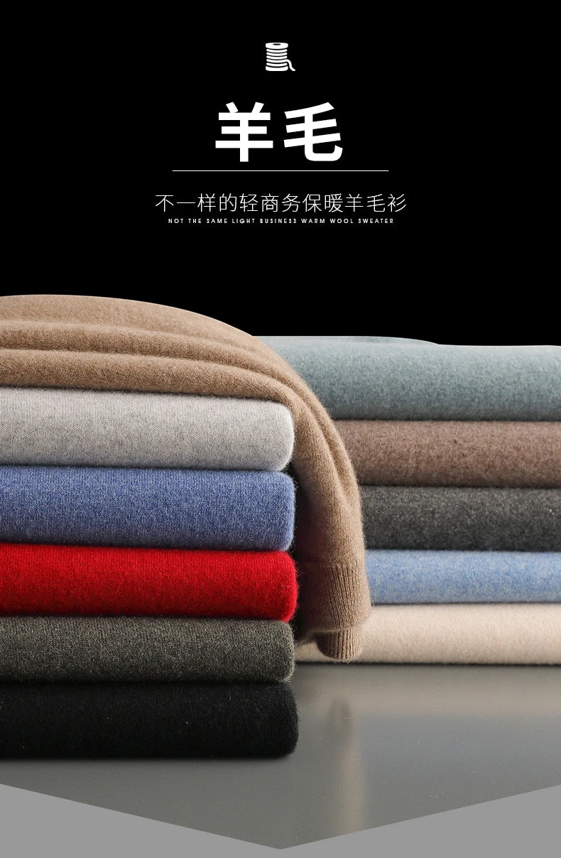 Autumn and winter men's cashmere sweater stand up collar long sleeved pullover soft and warm 100% Merino wool knitted top