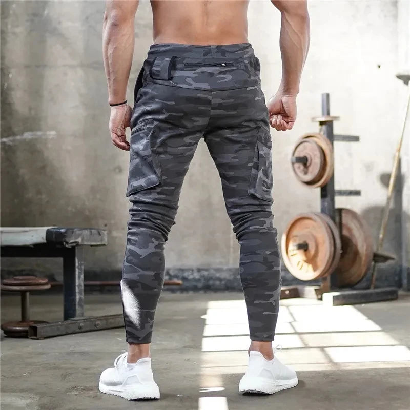 Sweatpants Men's Gym Fitness New Pants Men's Running Jogging Training Tight Sports Cargo Pants Pocket Decoration