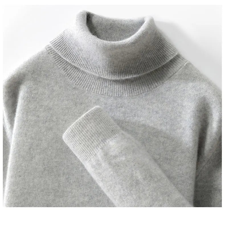 Fall/Winter 12-Needle Flat Lapel 100% Pure Wool Men's Long Sleeve Pullover Knitted Bottoming Shirt Inside