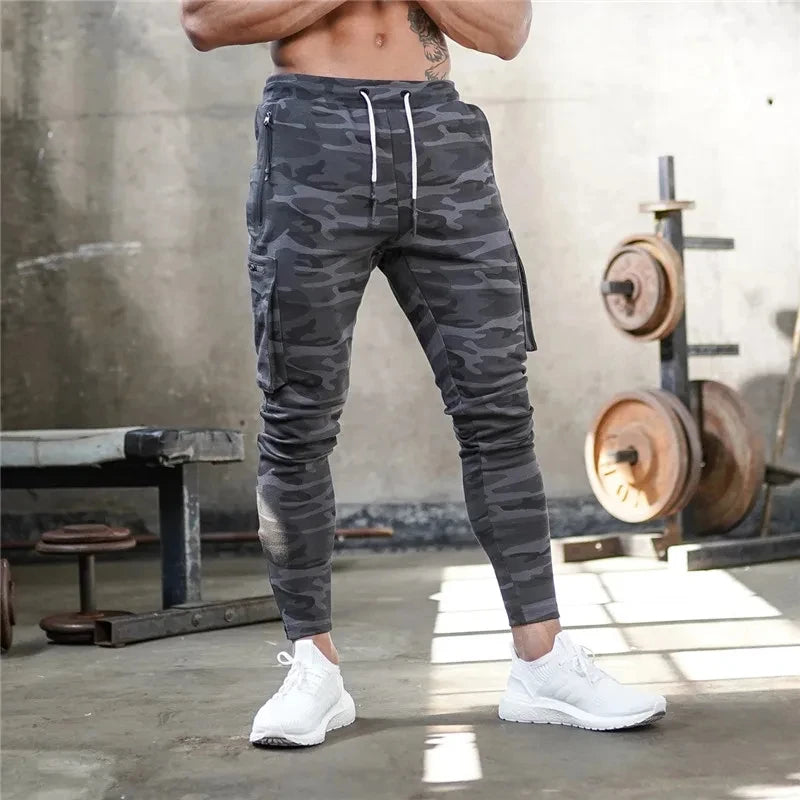 Sweatpants Men's Gym Fitness New Pants Men's Running Jogging Training Tight Sports Cargo Pants Pocket Decoration
