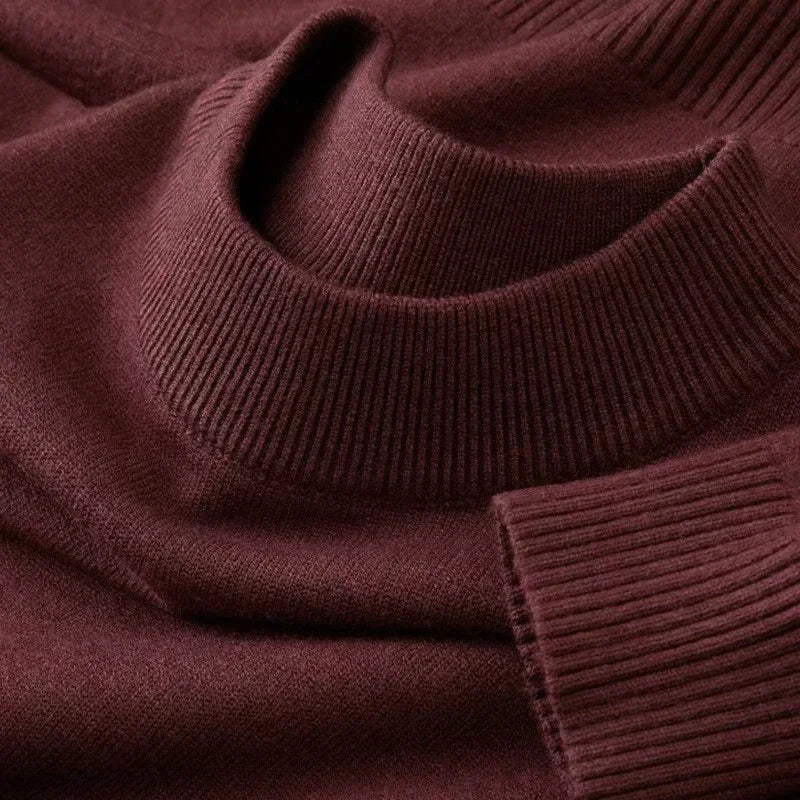 Autumn New Men's Casual Mock Turtleneck Sweater Long Sleeved Warm Pullover Basic Lightweight Street Clothing Knitted Jacket Top