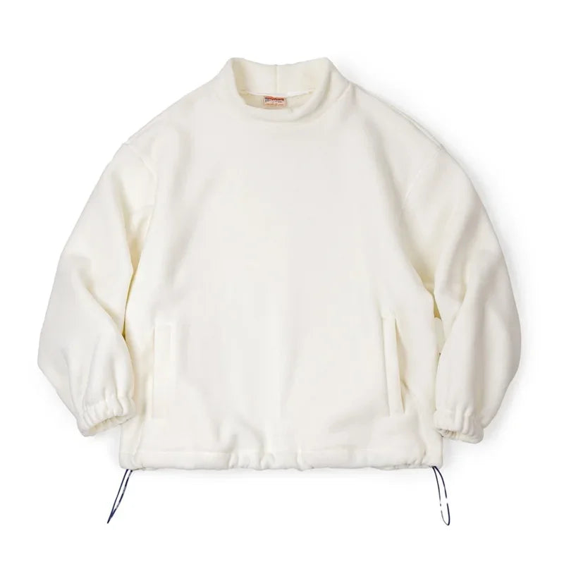 Maden Women’s Fleece Sweatshirt 370gsm Stand Collar Oversized Loose Pullover Unisex Thick Warm Autumn Winter Basic Sweatshirt