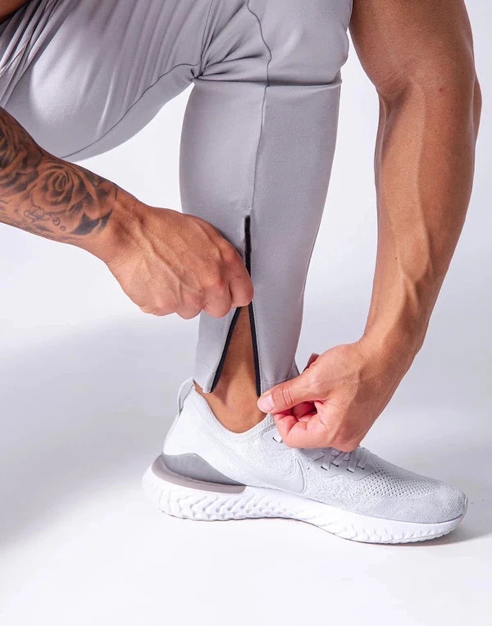 Mens Training Pants GYM Track Sweatpants Joggers Breathable Workout Fitness Male Running Sport Trousers Zipper Bottoms