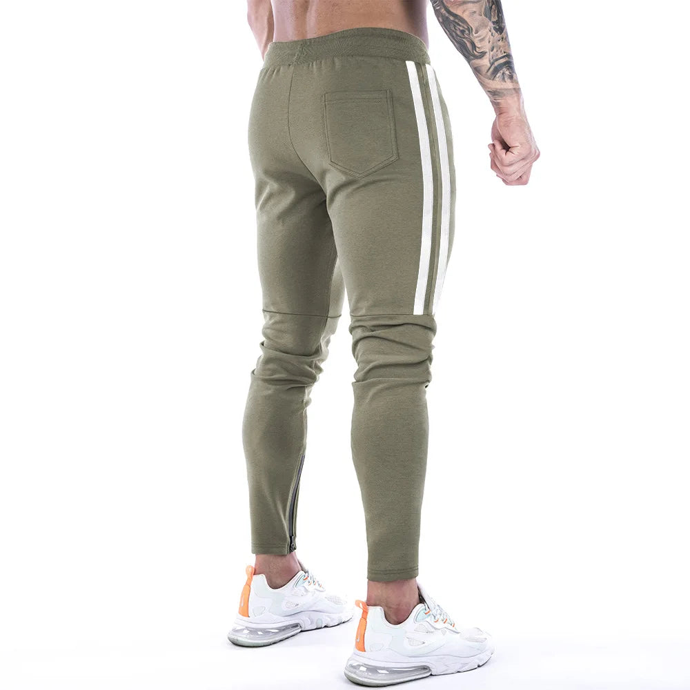 Gym Skinny Jogger Pants Men Running Sweatpants Fitness Bodybuilding Sports Pants Zip pocket Male Cotton Jogging Trousers men