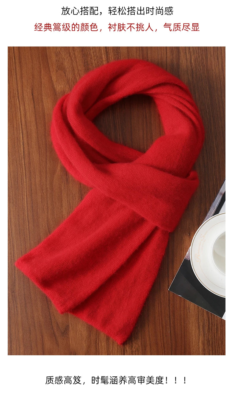 Knitted New Wool Scarf For Men And Women In Winter With Simple And Versatile Solid Color And Thick Warm Scarf