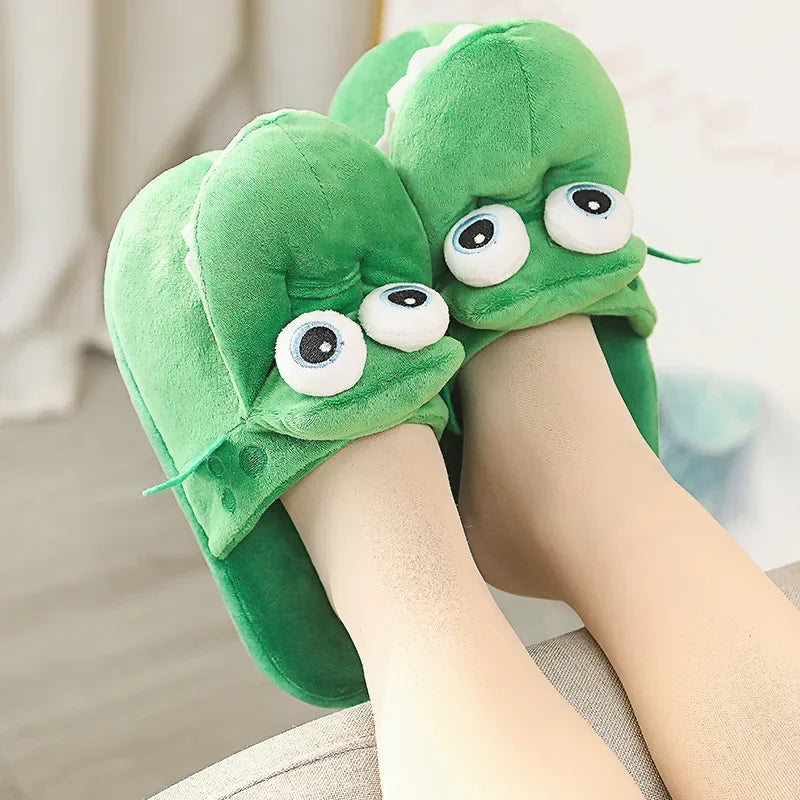2025 Cows Plush Slippers Move Open Mouth Winter Warm Home Cotton Shoes Kawaii Animal Slippers Cute Funny Cartoon Girl Boy Gift