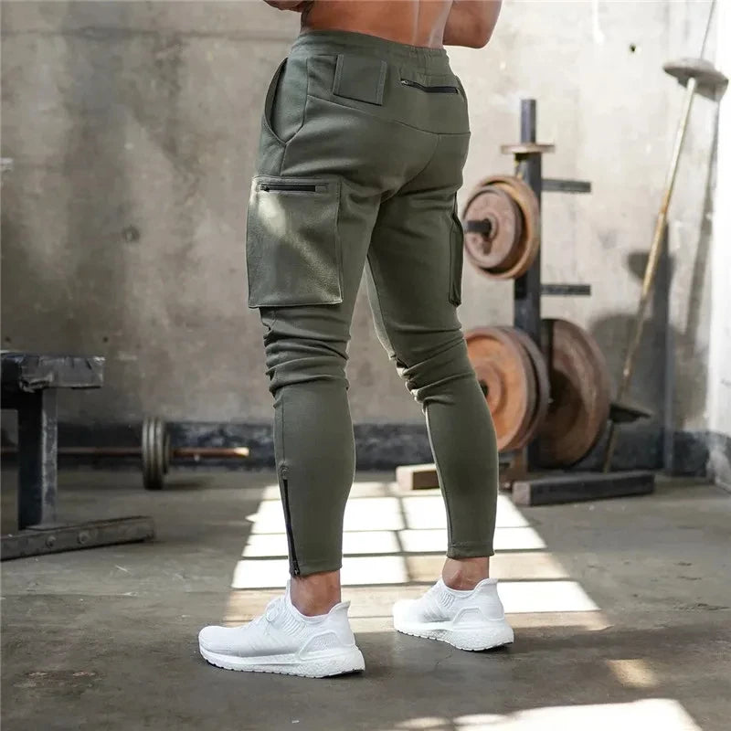 Sweatpants Men's Gym Fitness New Pants Men's Running Jogging Training Tight Sports Cargo Pants Pocket Decoration