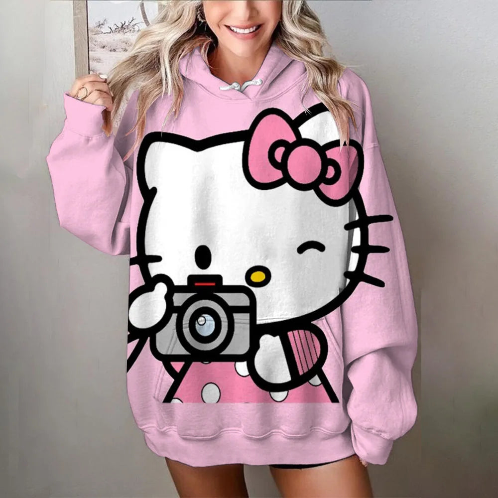 Japanese Anime Sanrio Kuromi Cute Women's Hoodie Student Y2K Sweatshirt Spring and Autumn Outdoor Sports and Leisure Pullover
