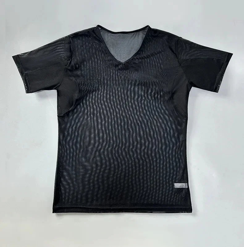 Men's Mesh Vest with Sweat Absorbent Pad Short Sleeve Sweatshirt Breathable Underarm Moisture Wicking Comfortable Innerwear
