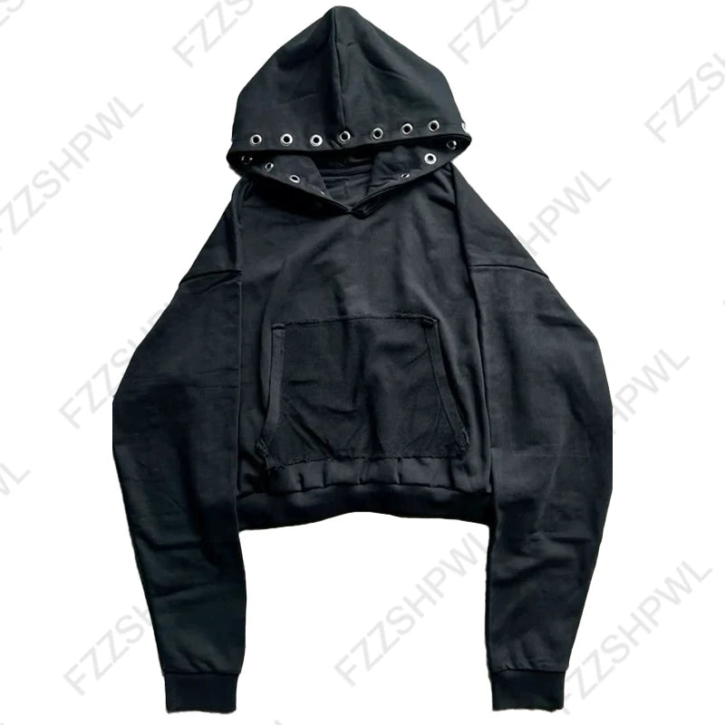 Y2K Aesthetic Women's Autumn Winter Fur Collar Sweatshirt Harajuku Gothic Punk Rock Hottie Sweatshirt Jacket Emo Girl Streetwear