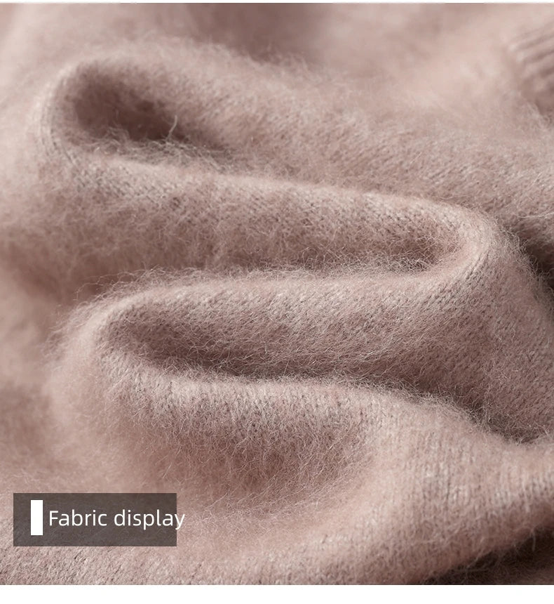 Men's Round Neck 100% Mink Cashmere Sweater Men 2024 Autumn and Winter Large Size Loose Knitted Sweater Keep Warm Top Men Jumper