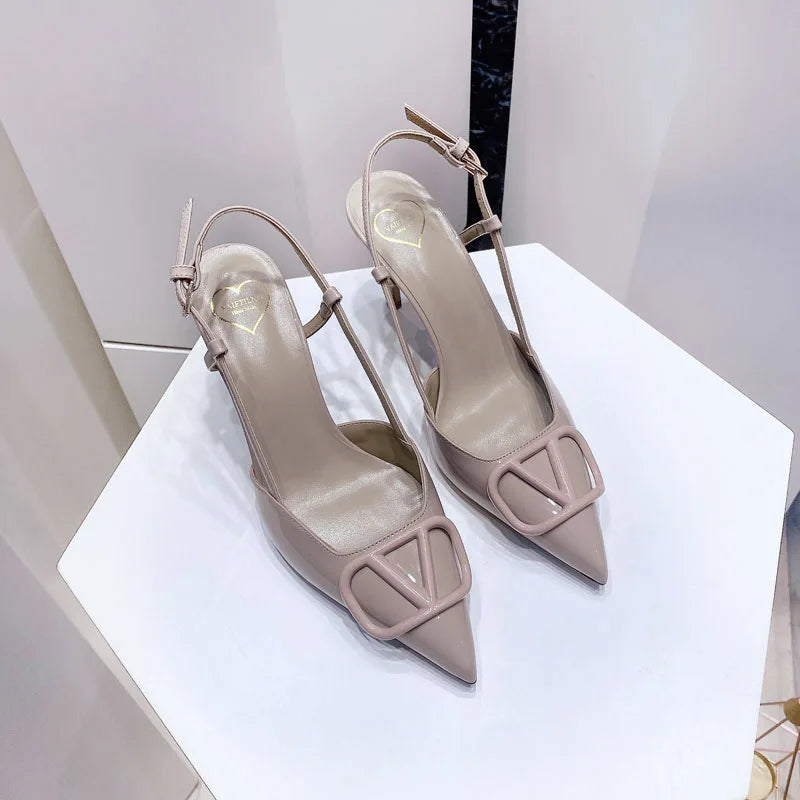2025 New Diamond High Heel Sandals with Elegant Banquet Shoes, Pointed High Heels, Straight Strap Sandals