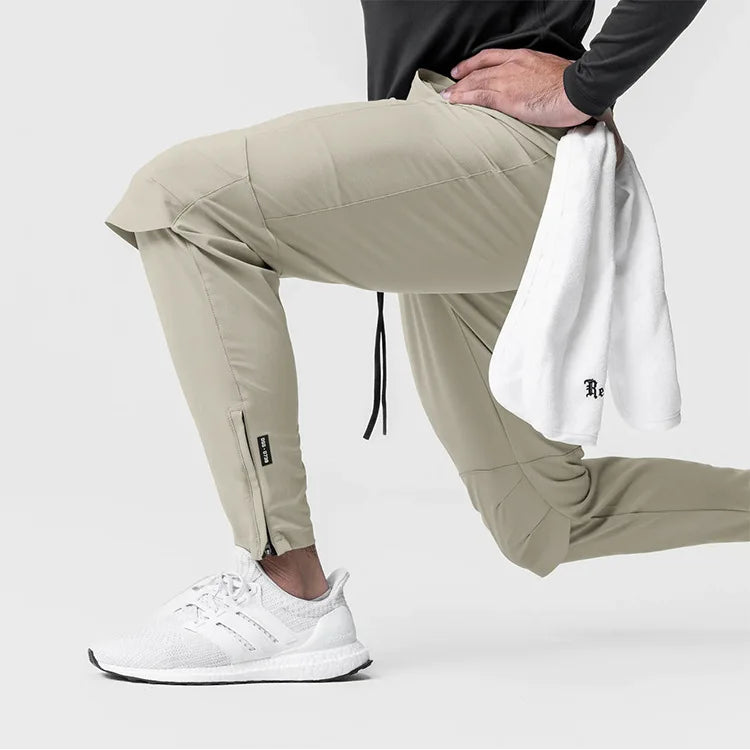 Gym Men's Quick Dry Zipper Leg Casual Pants Man Versatile Outdoors Basketball Sweatpants Jogging Sports Workout Long Trousers