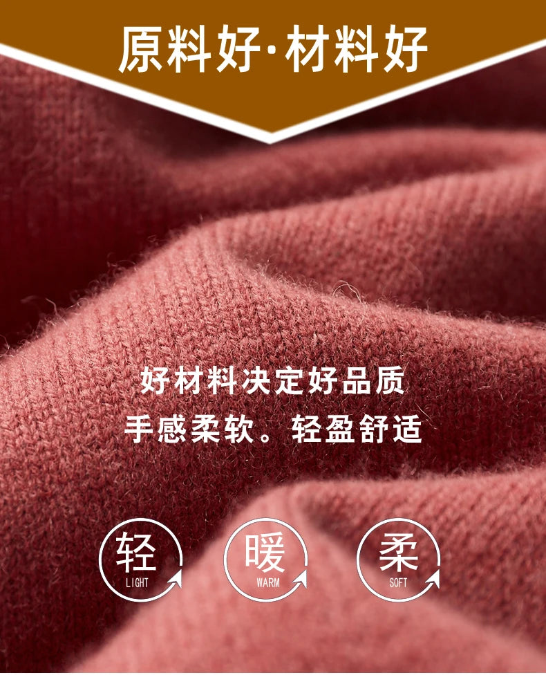 MVLYFLRT Men's Sweater Autumn and Winter New Cashmere Sweater 100% Pure Wool Knitting Sweater Fashion High Lapel Pullover Top