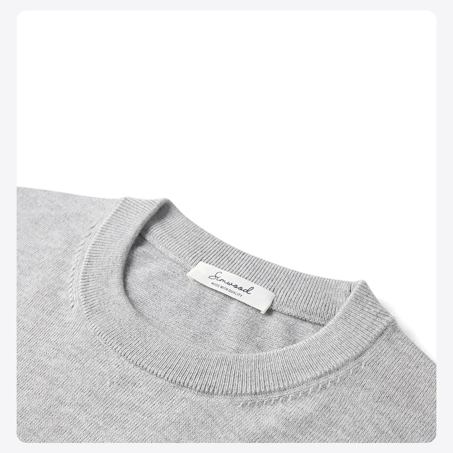 SIMWOOD 2025 Autumn New Regular Fit 12 Gauge Fine Sweater Men Antistaic Basic Knit Pullovers