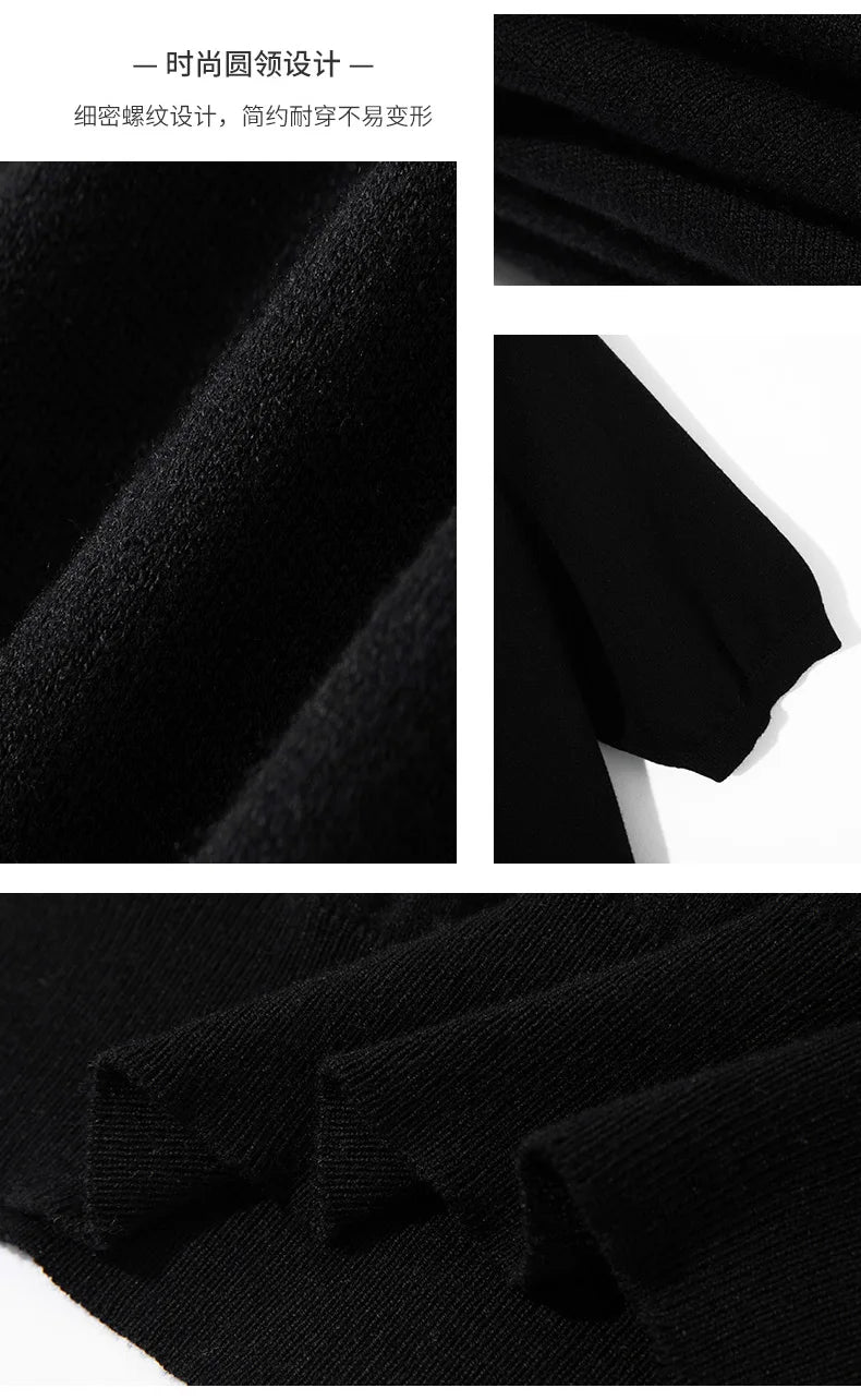 Summer Classic Short Sleeve Men Knitwear Silk Wool blend Sweater O-Neck Loose Cool Quality Business Pullover Basic Clothing Tops