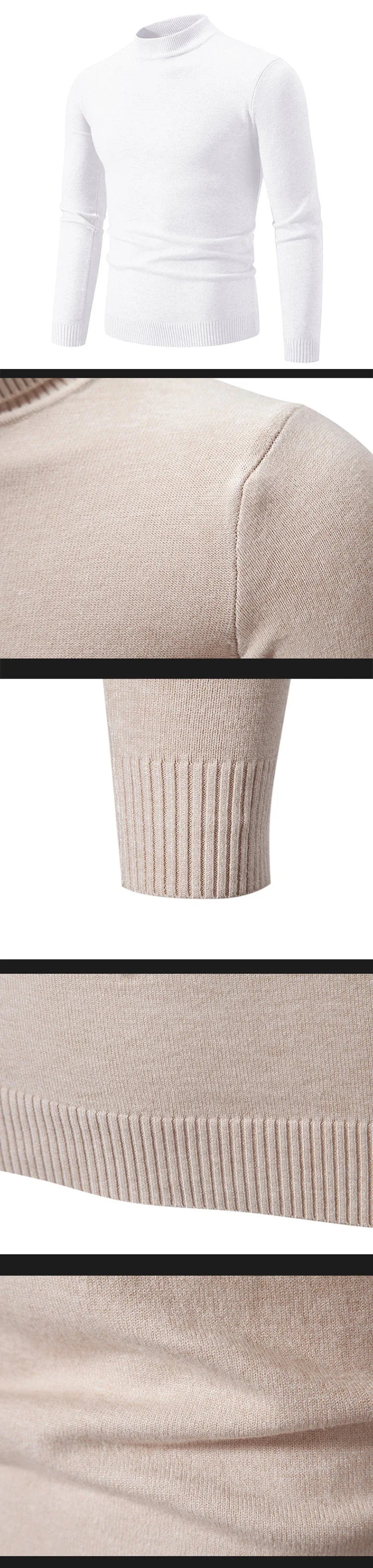 Autumn New Men's Casual Mock Turtleneck Sweater Long Sleeved Warm Pullover Basic Lightweight Street Clothing Knitted Jacket Top