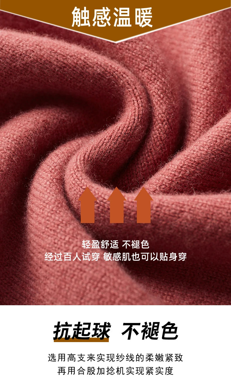 MVLYFLRT Men's Sweater Autumn and Winter New Cashmere Sweater 100% Pure Wool Knitting Sweater Fashion High Lapel Pullover Top
