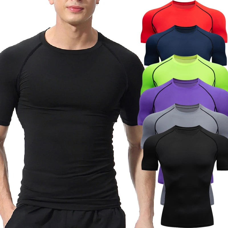 Men Compression Shirts Quick Dry Fitness Gym t-Shirt Sport Bodybuilding Shirt Running Football Tee Shirts Short Sleeve t-Shirts