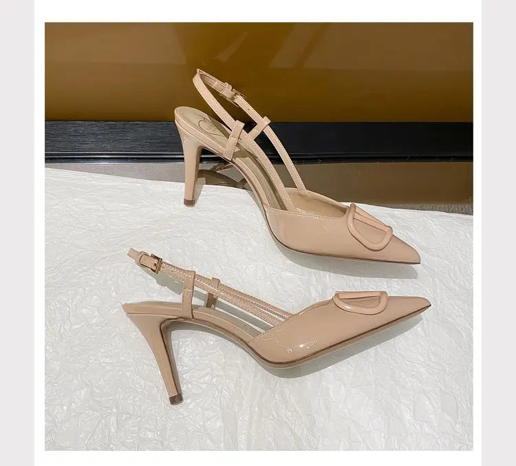 2025 New Diamond High Heel Sandals with Elegant Banquet Shoes, Pointed High Heels, Straight Strap Sandals