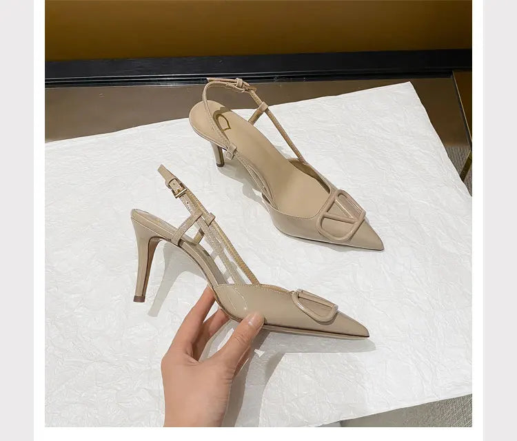 2025 New Diamond High Heel Sandals with Elegant Banquet Shoes, Pointed High Heels, Straight Strap Sandals