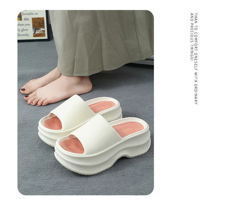 Eyriphy Thick Bottom Slippers Women Outdoor Beach Sandals Fashion Bathroom Slides Female Open Toe Slippers Cozy Soft Sole Shoes