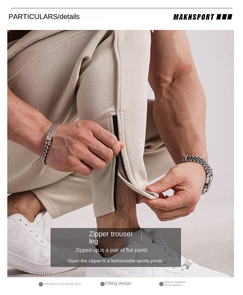 Men's Clothing Sport Casual Zipper Baggy Pants Cotton Long Trousers Outdoor Gym Fitness Workout Jogging Sweatpants Trackpants