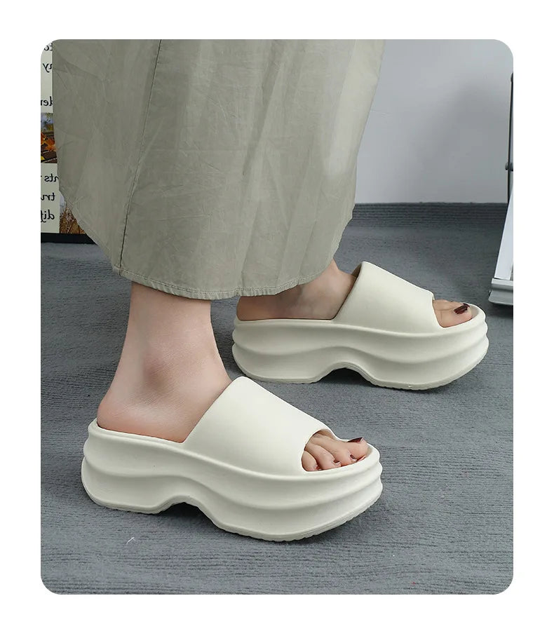 Eyriphy Thick Bottom Slippers Women Outdoor Beach Sandals Fashion Bathroom Slides Female Open Toe Slippers Cozy Soft Sole Shoes