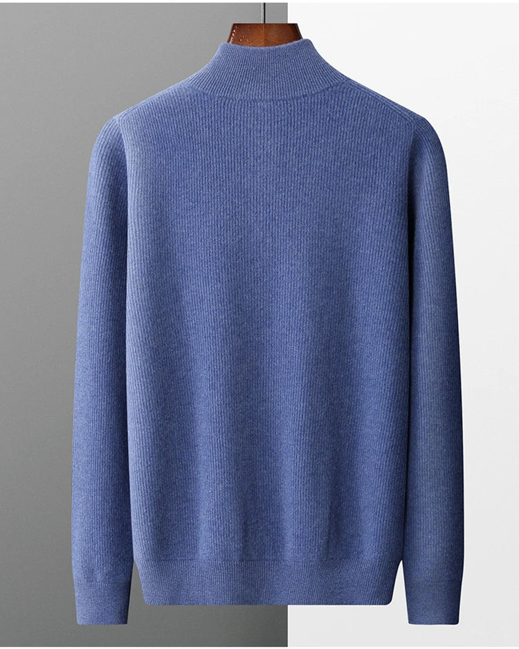 LHZSYY Men's Cashmere Knit Cardigan Middle-Aged Stand-up Collar Zip-up Coat 100%Pure Wool Autumn Winter Thick Sweater Men Jacket