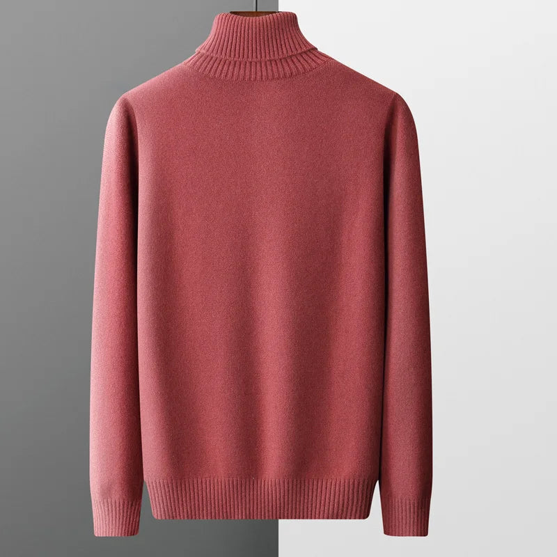 MVLYFLRT Men's Sweater Autumn and Winter New Cashmere Sweater 100% Pure Wool Knitting Sweater Fashion High Lapel Pullover Top