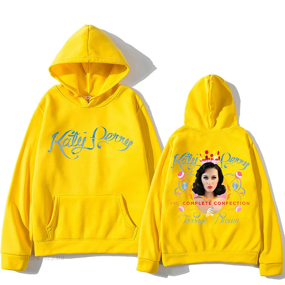 2024 Katy Perry Global Tour Hooded Back Printing Fleece Hooded Sweatshirt Unisex Hip Hop Retro Clothes Moletom Casual Pullovers