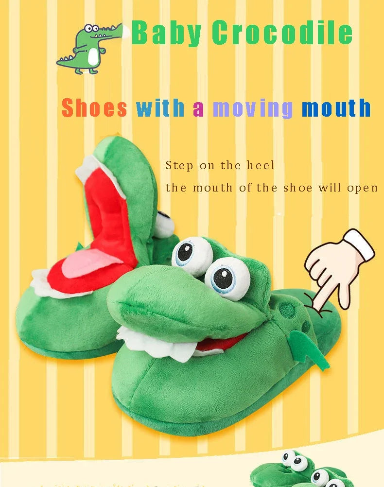 2025 Cows Plush Slippers Move Open Mouth Winter Warm Home Cotton Shoes Kawaii Animal Slippers Cute Funny Cartoon Girl Boy Gift