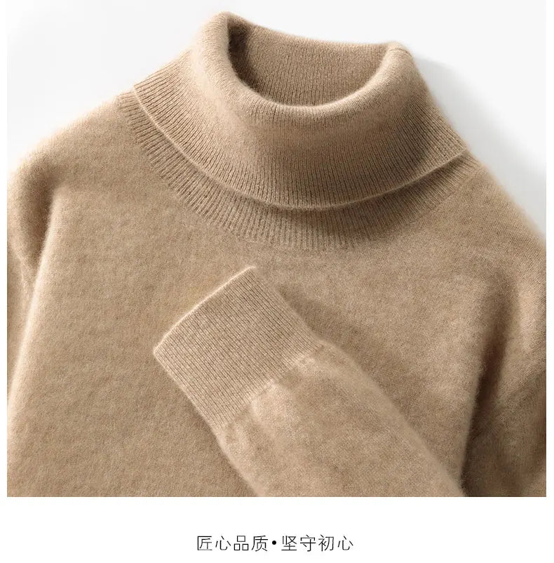 Fall/Winter 12-Needle Flat Lapel 100% Pure Wool Men's Long Sleeve Pullover Knitted Bottoming Shirt Inside