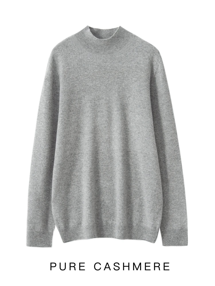 New Men's 100% Merino Wool Mock Neck Pullover Soft Warm Jumpers Quality Cashmere Sweater Casual Smart Knitwear Basic Tops Clothi