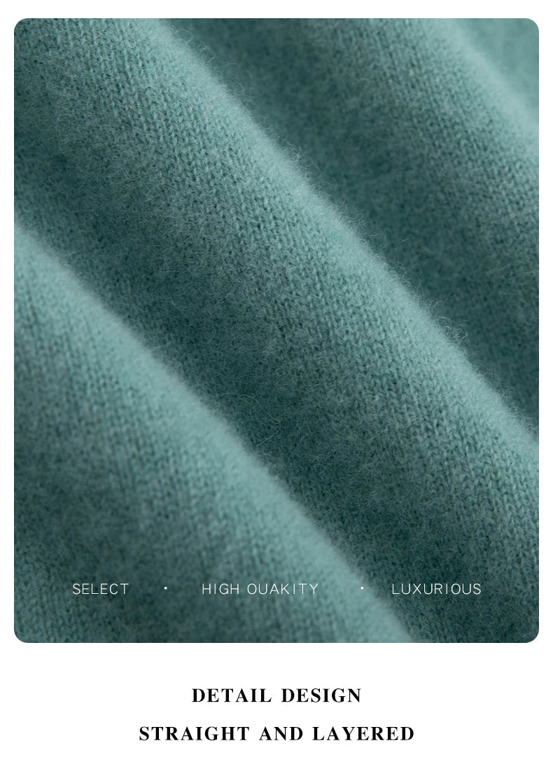 Autumn And Winter 100% Pure Wool Men's Thick Round Neck Slim-Fit  O-neck Pullover Long-Sleeved Knitted Cashmere Sweater