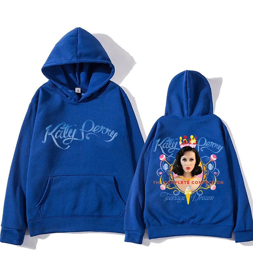 2024 Katy Perry Global Tour Hooded Back Printing Fleece Hooded Sweatshirt Unisex Hip Hop Retro Clothes Moletom Casual Pullovers