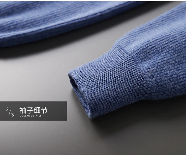 LHZSYY Men's Cashmere Knit Cardigan Middle-Aged Stand-up Collar Zip-up Coat 100%Pure Wool Autumn Winter Thick Sweater Men Jacket